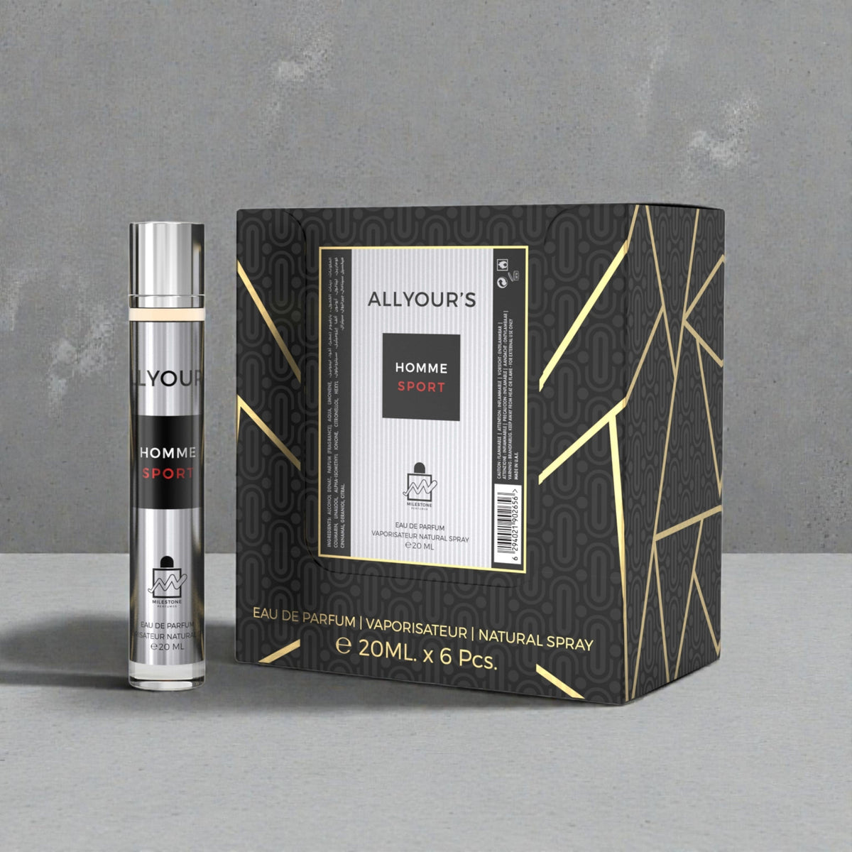 MILESTONE All Yours Homme Sport Eau De Parfum 5x 20ml Plus 1 Free Tester