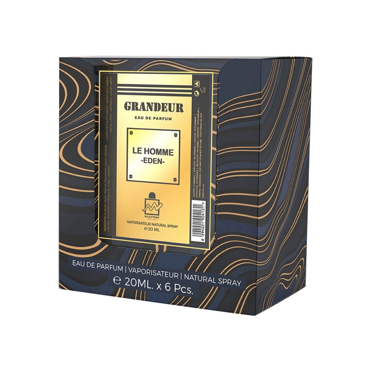 MILESTONE Grandeur Le Homme Eden Eau De Parfum 6x 20ml - Lauren Jay Paris
