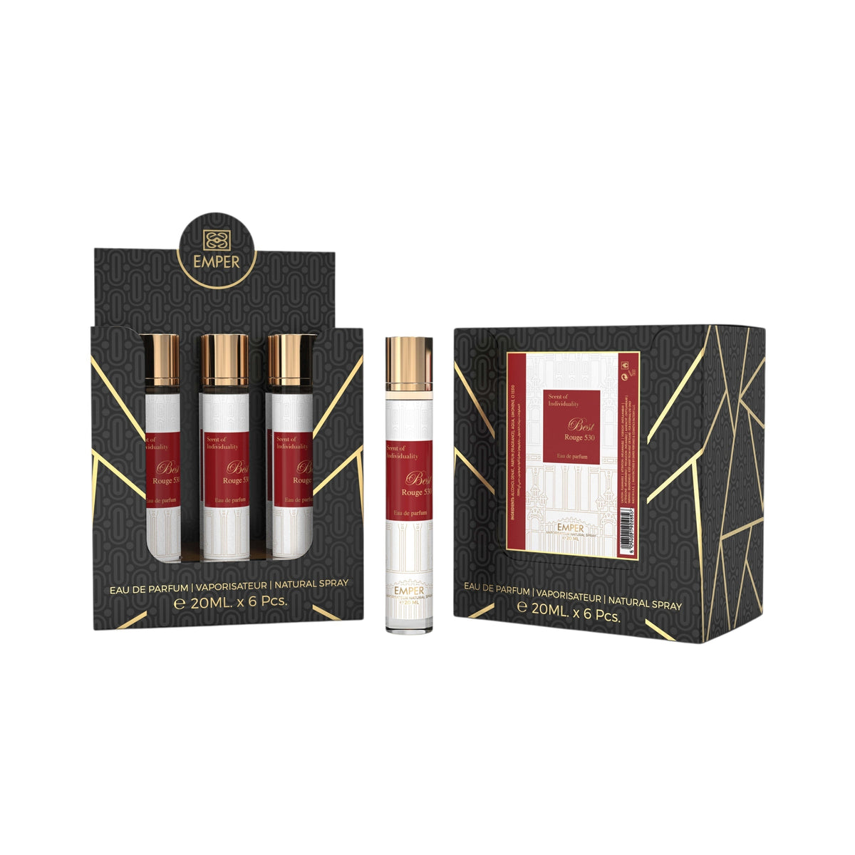 EMPER Best Rouge 530 (Unisex) Eau De Parfum 23x 20ml Plus 1 Free Tester