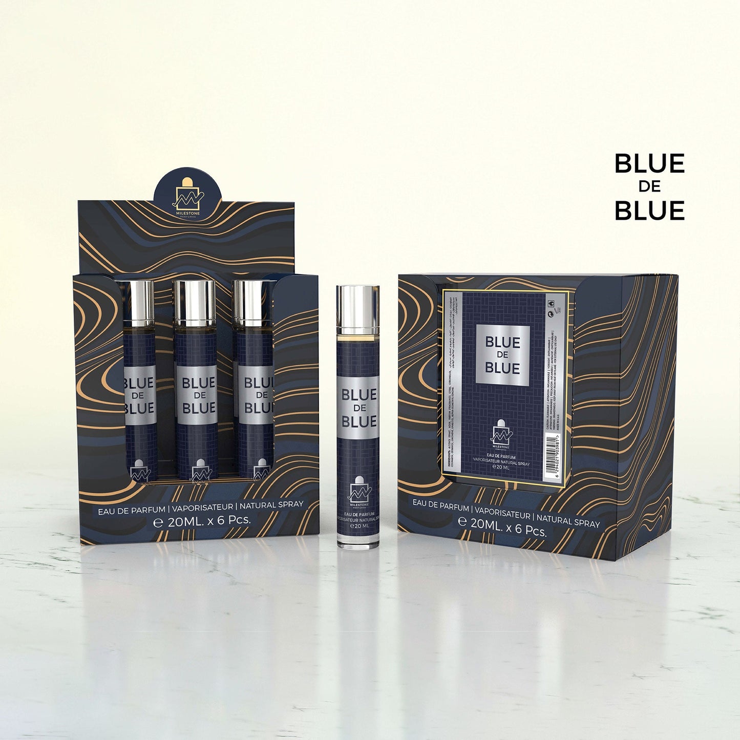 MILESTONE Blue de Blue (Pour Homme) Eau De Parfum 6x 20ml